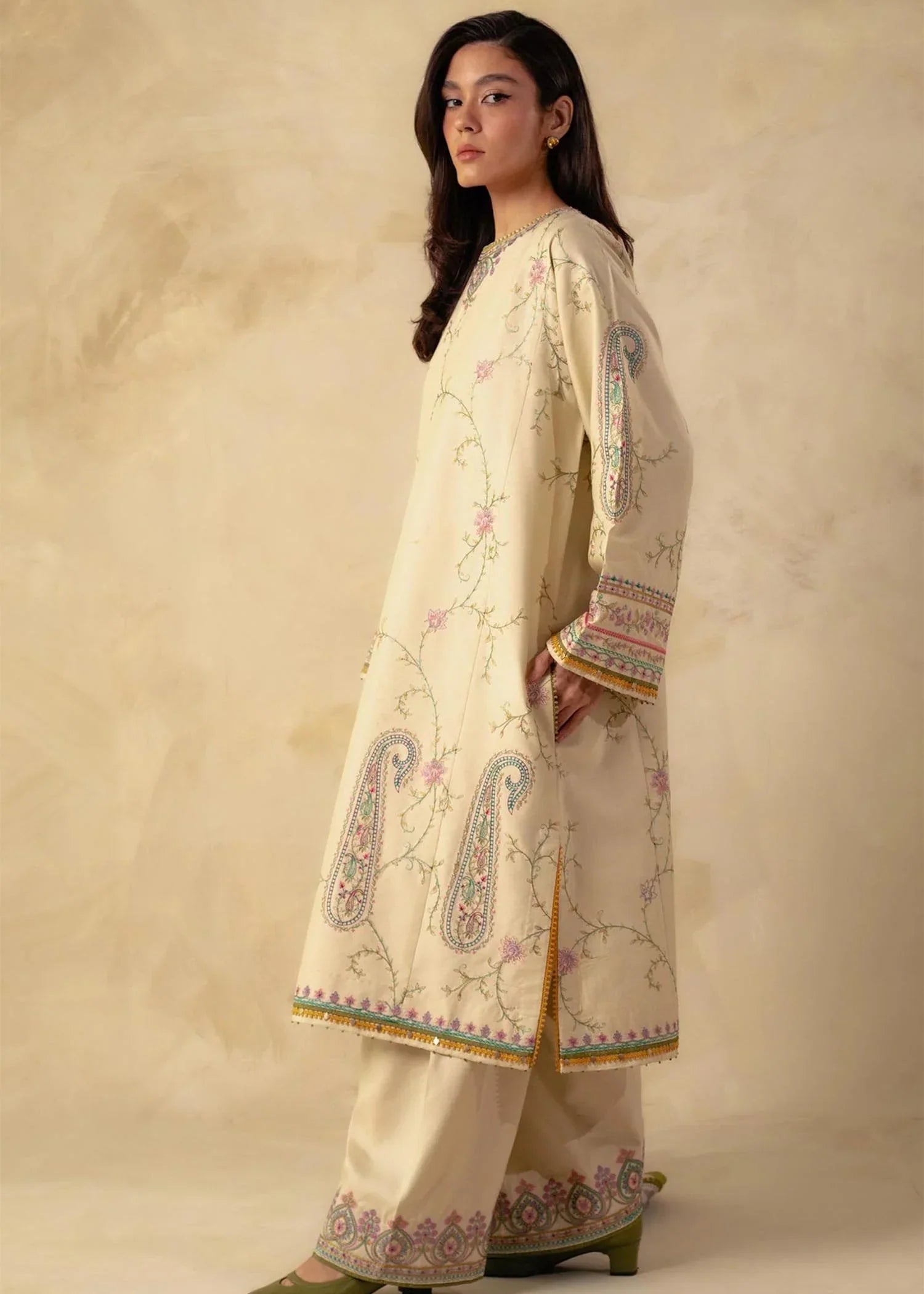 Zara Shahjahan - 3PC Embroided Dhanak Suit -KSH5034