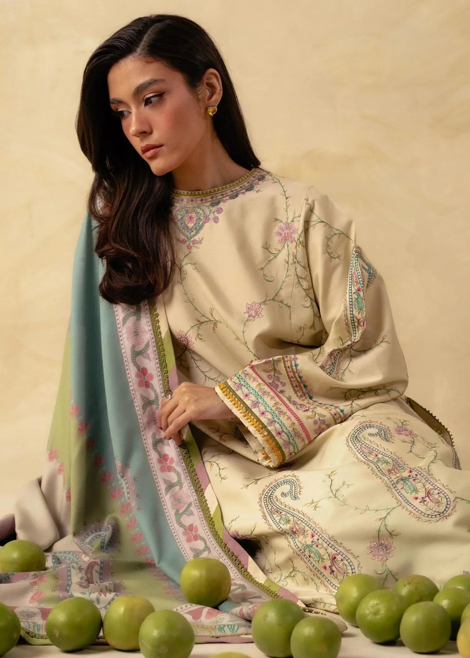 Zara Shahjahan - 3PC Embroided Dhanak Suit -KSH5034