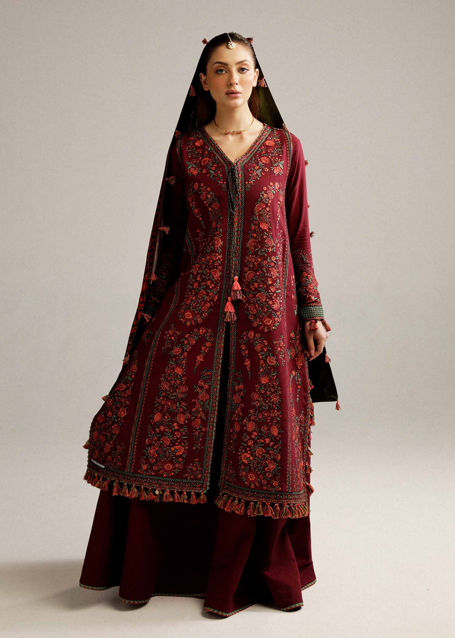 Hussain Rehar - 3PC Embroided Dhanak Suit -KSH5006