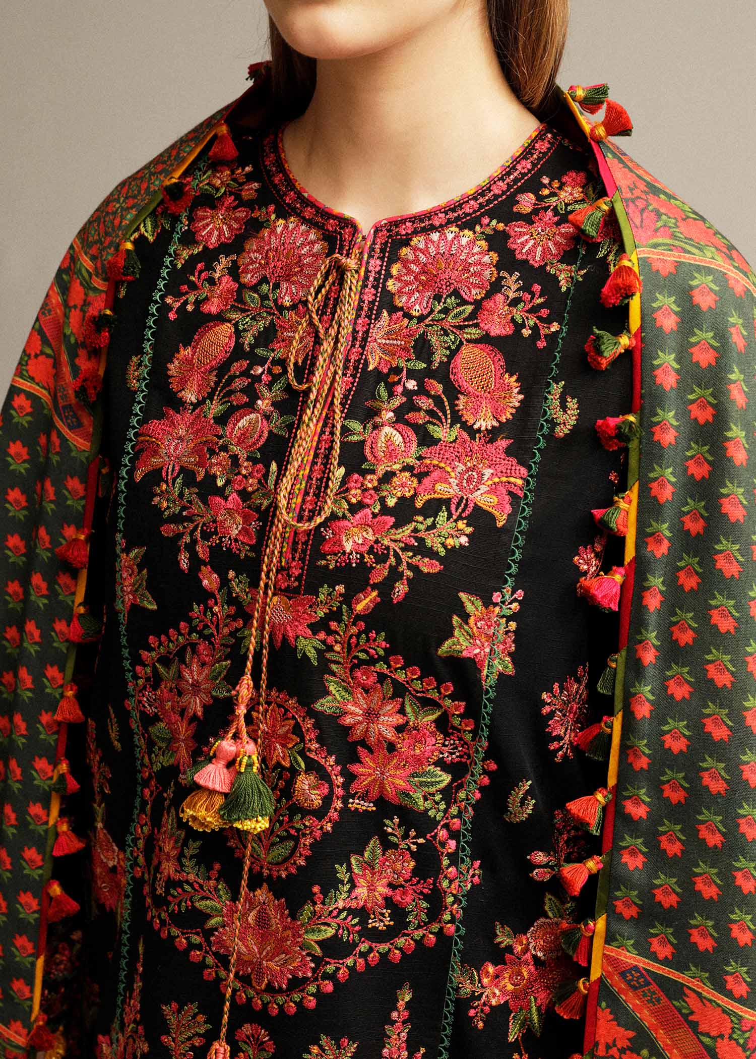 HUSSAIN REHAR - 3PC Dhanak EMBROIDERED SHIRT WITH Dhanak printed DUPATTA AND TROUSER-KSH5005