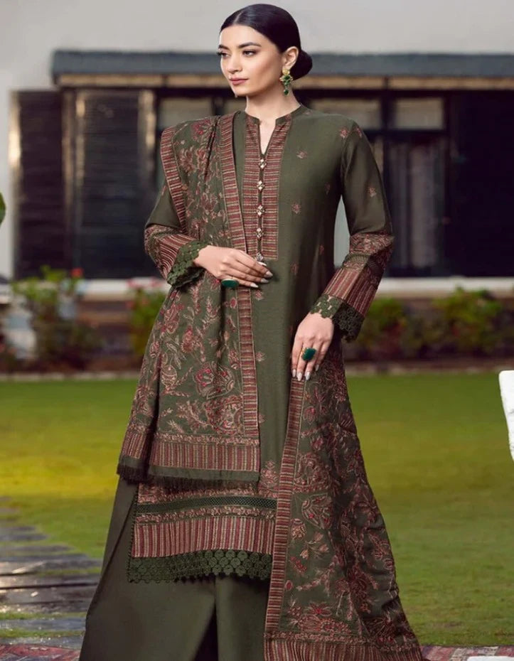 Bareeze - 3PC DHANAK EMBROIDERED SHIRT HEAVY EMBROIDERED SHAWL DUPATTA AND TROUSER-KSH5001