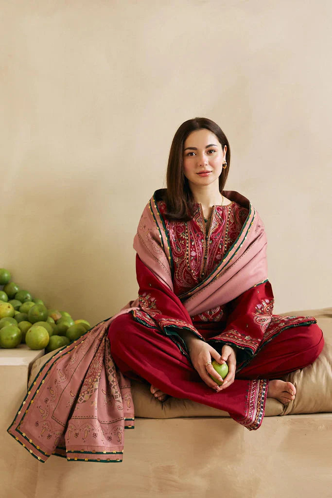 Zara Shahjahan - 3PC Embroided Dhanak Suit -KSH5025