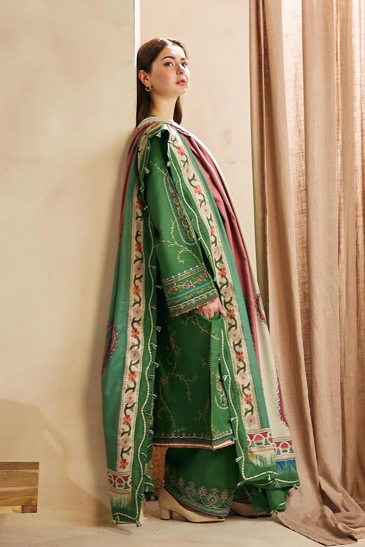 Zara Shahjahan - 3PC Embroided Dhanak Suit -KSH5029