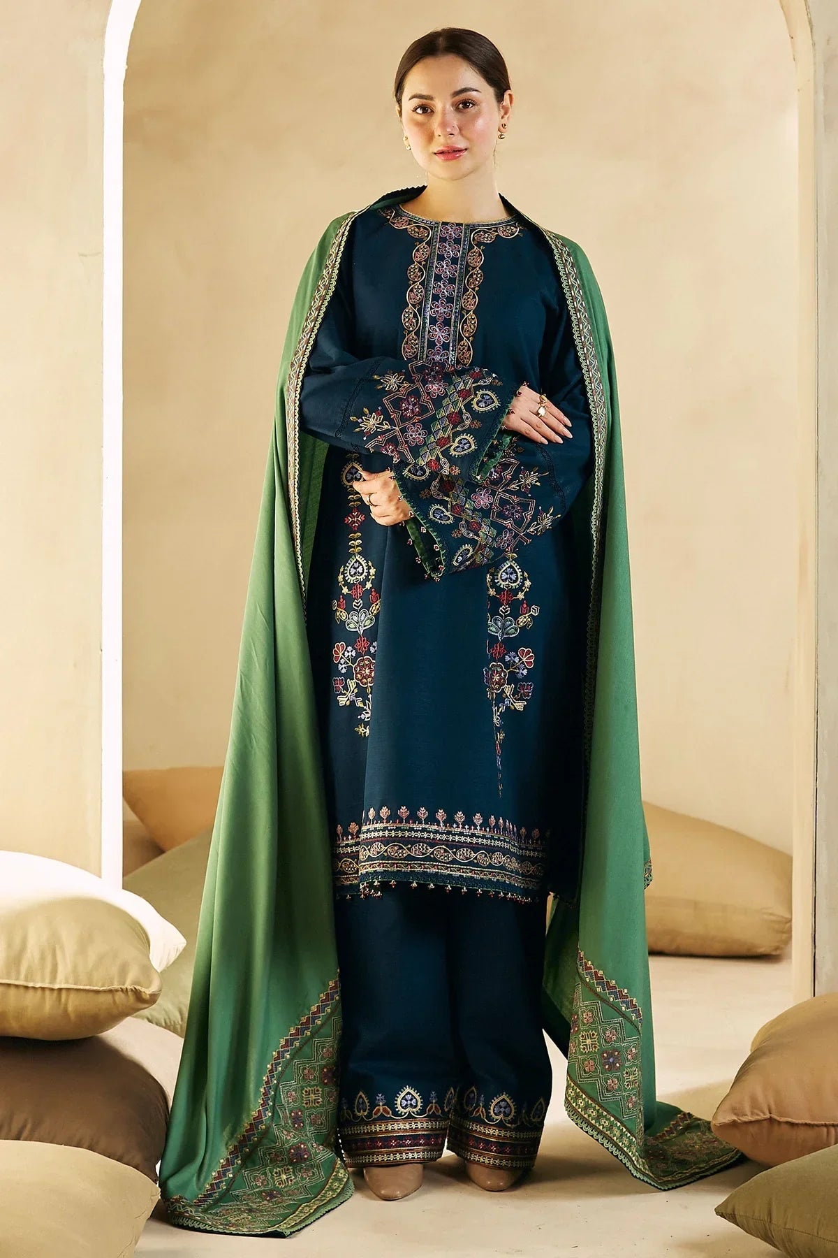 ZARA SHAHJAHAN DHANAK EMBROIDERY DRESS 3 PIECE - KSH535