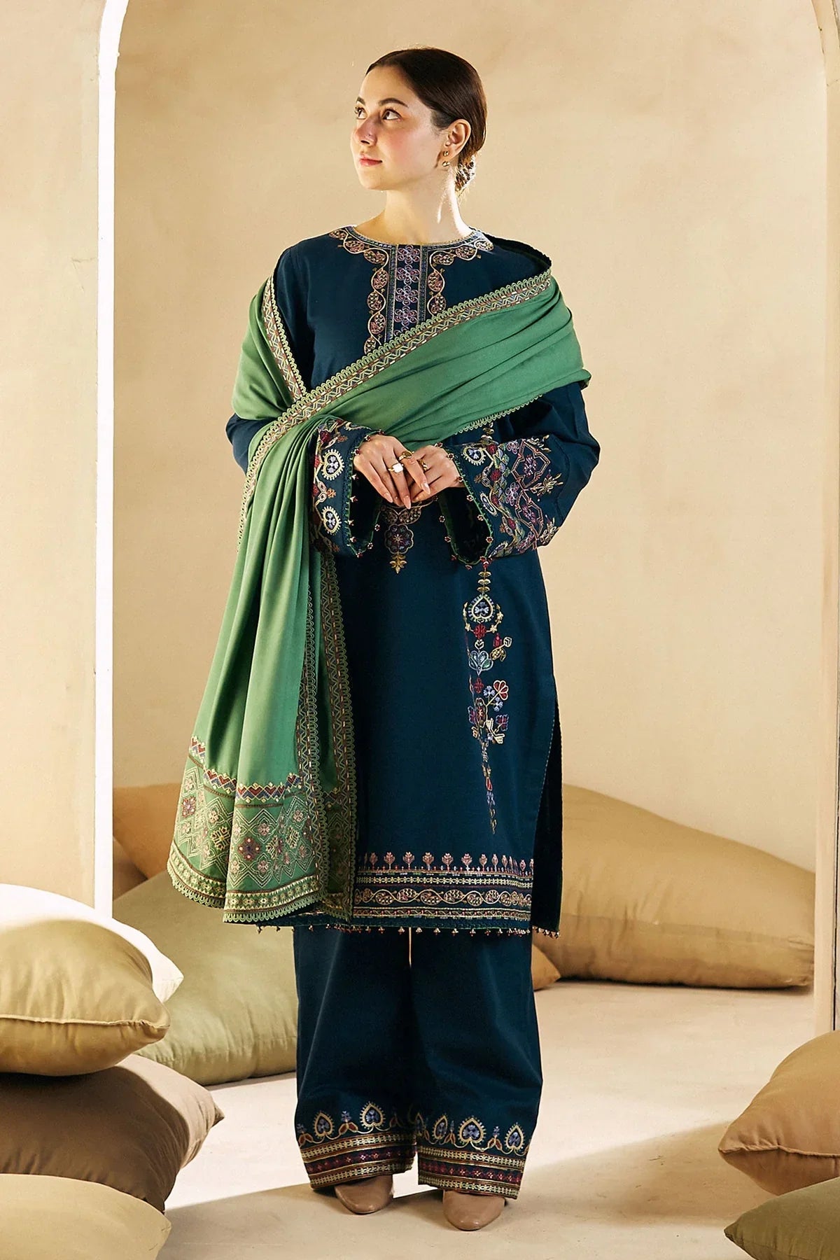 ZARA SHAHJAHAN DHANAK EMBROIDERY DRESS 3 PIECE - KSH535