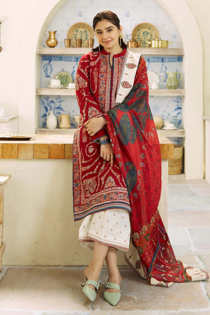 Zara Shahjahan - 3PC Embroided Dhanak Suit -KSH5076